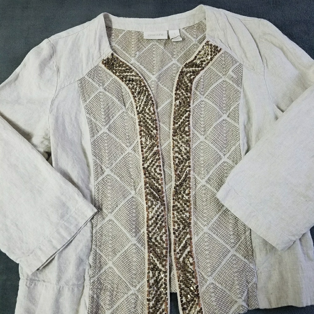 Chicos embellished Jacket coat size 1